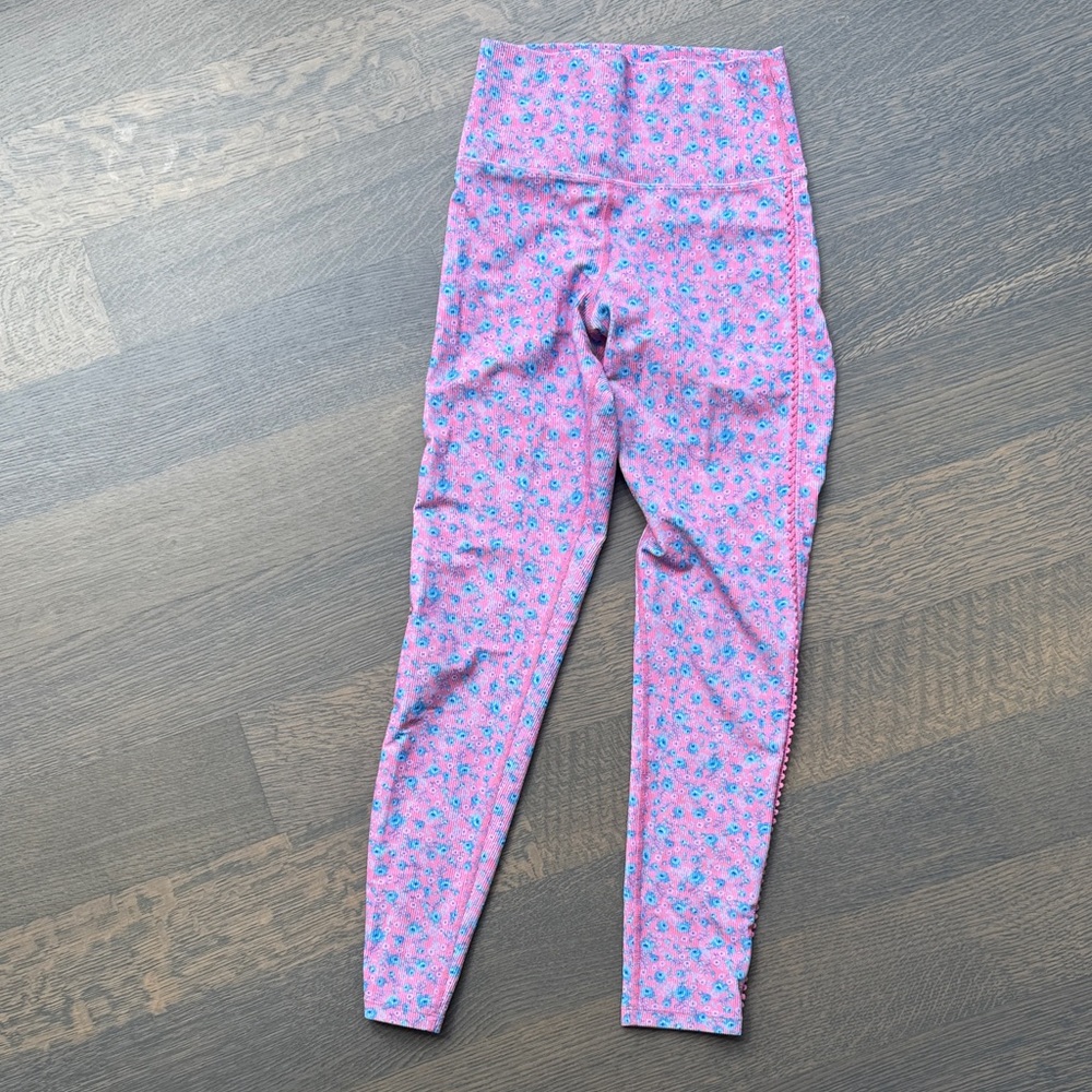 LoveShackFancy Pink and Blue Floral Leggings